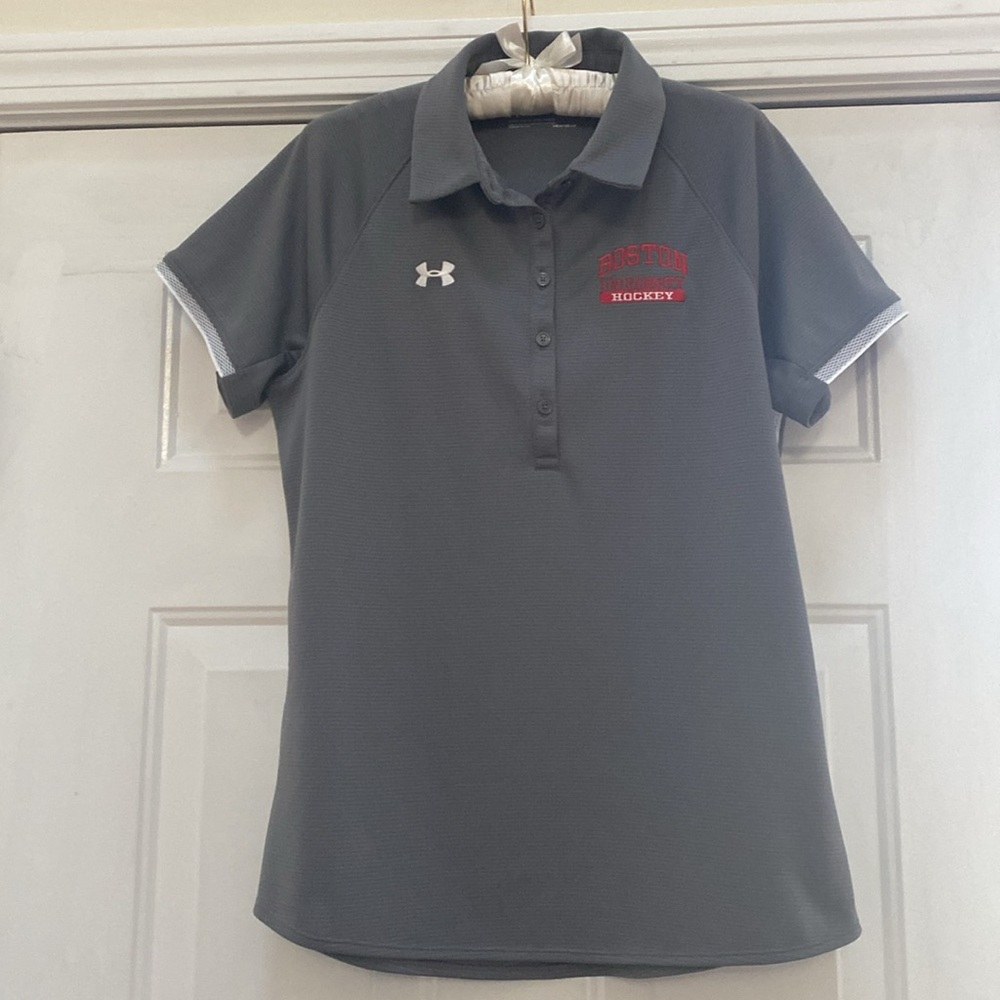 Under Armour Boston University Hockey HeatGear Women's Gray Polo, Size L